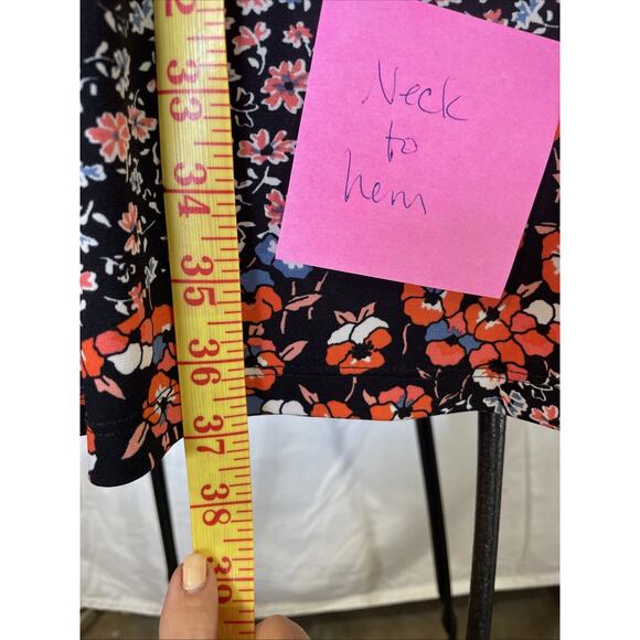 Westport 1962 Red White Blue Floral V-Neck Dress Ribbon Keyhole Flutter Sleeves - Picture 8 of 15